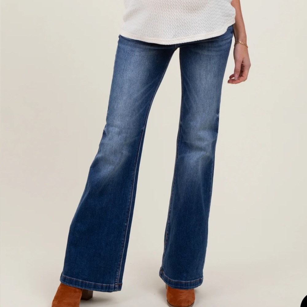 Pink Blush Women’s Blue Flared Maternity Jeans